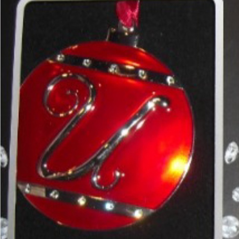 Red and Silver Ornament with Rhinestones
